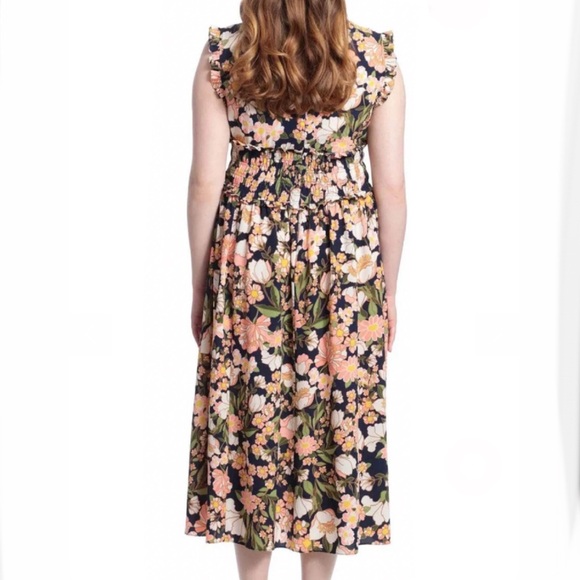 ❄️ SALE! London Times Floral Ruffle Midi Dress - Picture 3 of 6